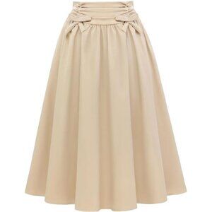 Midi Skirts High Waist A Line Skirt Apricot